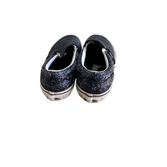 Vans Size 11 Kids  Slip On Sequin Skateboard Sneakers Blue Shoes - Picture 9 of 12